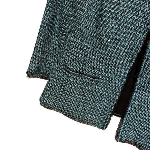 Classiques Entier Blue and Green Blazer Open Front Collarless Design - Picture 3 of 8